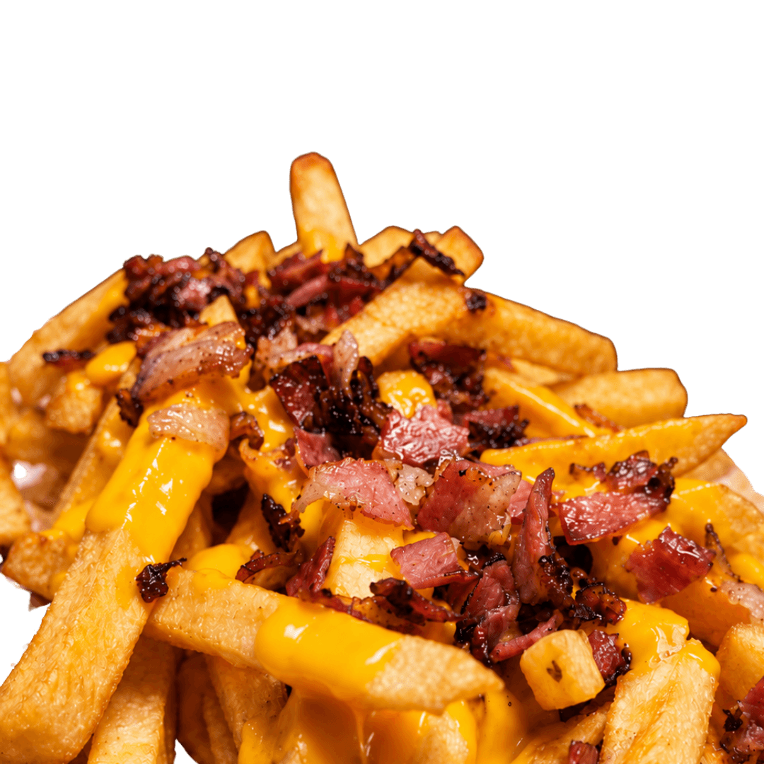 Papas con cheddar y bacon