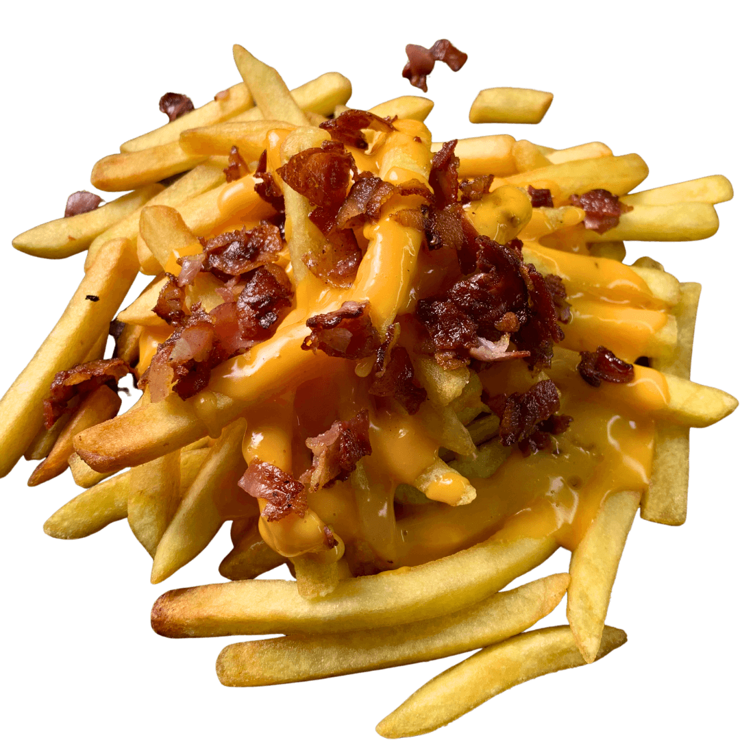 Papas con cheddar y bacon